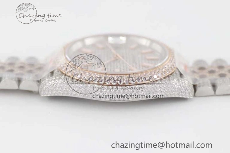 Datejust 41 SS RG Full Diamonds TWF 1:1 Best Edition Diamonds Stick Markers Dial on Jubilee Bracelet A2824