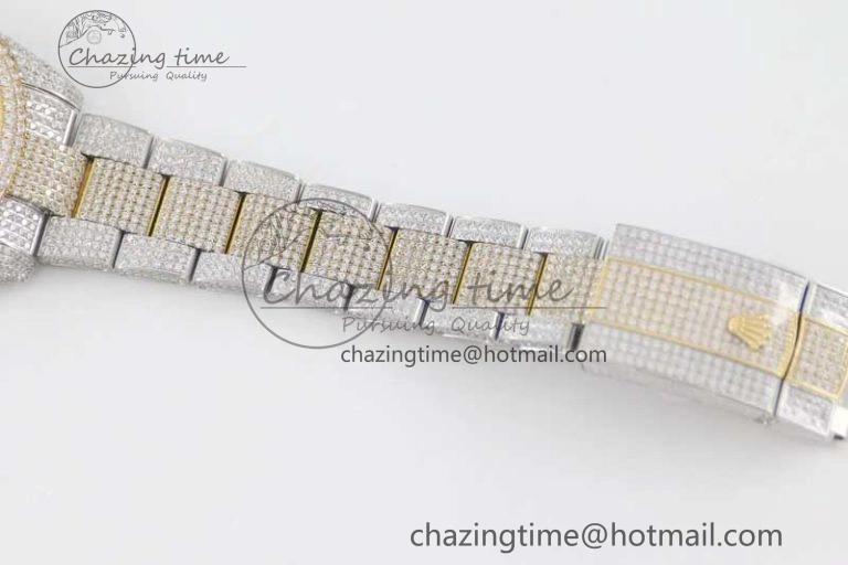 Datejust 41 SS YG Full Diamonds TWF 1:1 Best Edition Arabic Markers Dial on Bracelet A2824