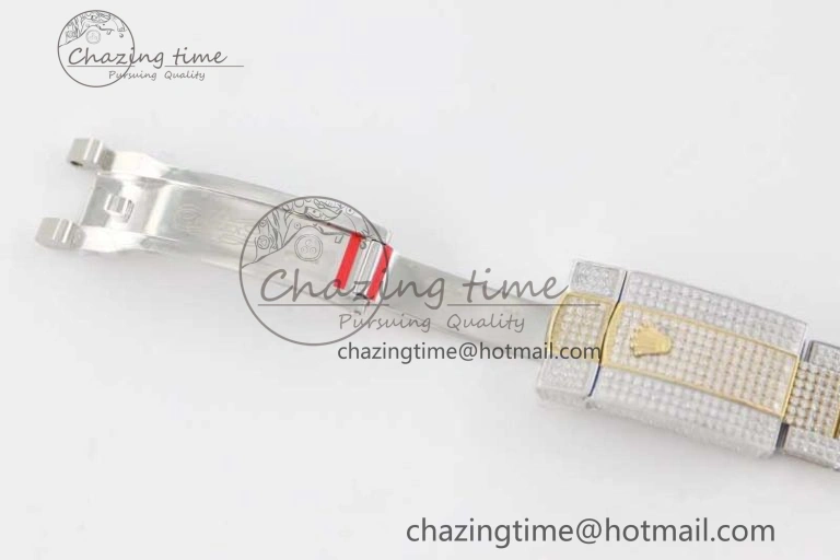 Datejust 41 SS YG Full Diamonds TWF 1:1 Best Edition Arabic Markers Dial on Bracelet A2824