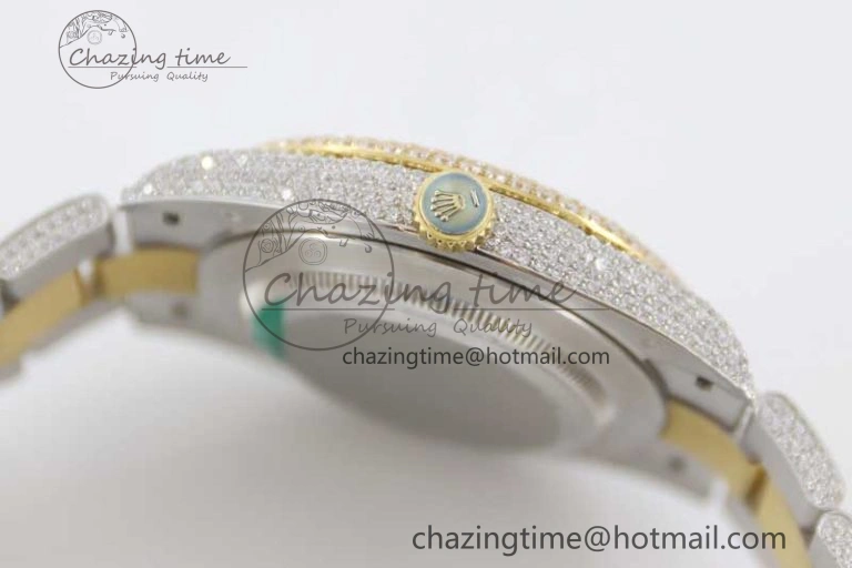 Datejust 41 SS YG Full Diamonds TWF 1:1 Best Edition Arabic Markers Dial on Bracelet A2824