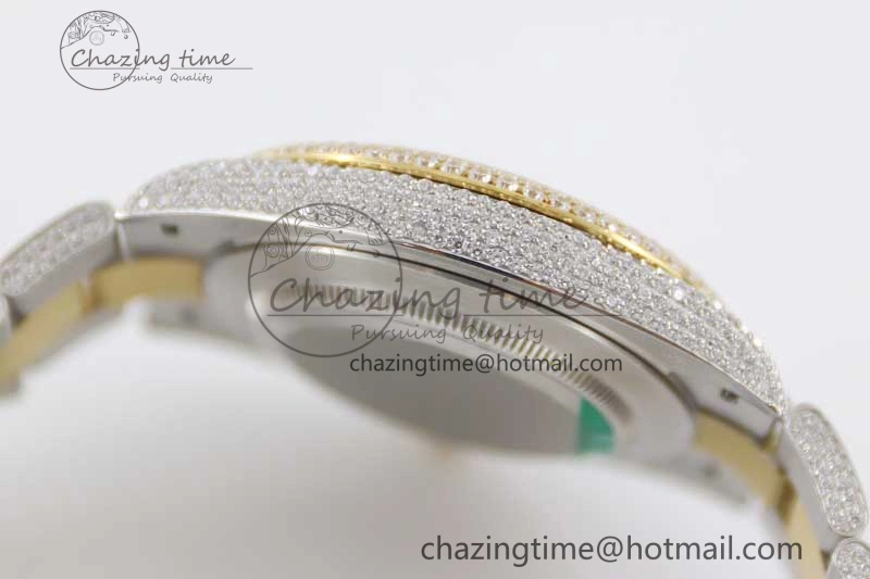 Datejust 41 SS YG Full Diamonds TWF 1:1 Best Edition Arabic Markers Dial on Bracelet A2824