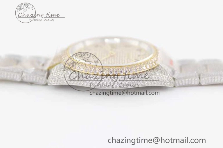Datejust 41 SS YG Full Diamonds TWF 1:1 Best Edition Arabic Markers Dial on Bracelet A2824
