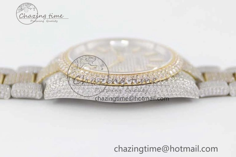 Datejust 41 SS YG Full Diamonds TWF 1:1 Best Edition Diamonds Stick Markers Dial on Bracelet A2824