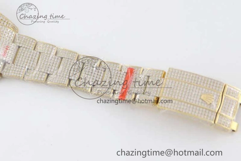 Datejust 41 YG Full Diamonds TWF 1:1 Best Edition Arabic Markers Dial on Bracelet A2824