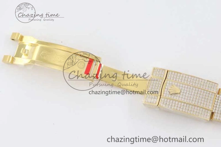 Datejust 41 YG Full Diamonds TWF 1:1 Best Edition Arabic Markers Dial on Bracelet A2824