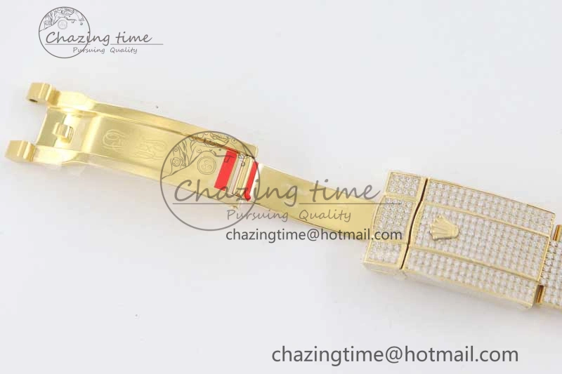 Datejust 41 YG Full Diamonds TWF 1:1 Best Edition Arabic Markers Dial on Bracelet A2824
