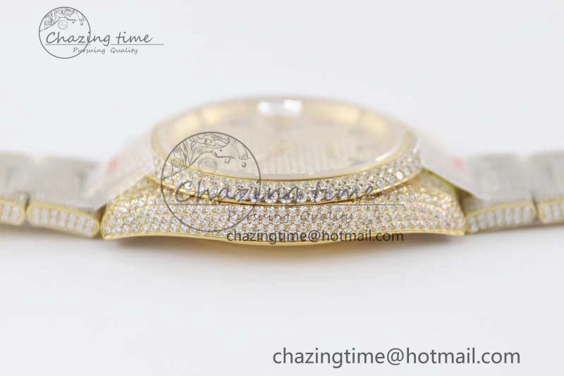 Datejust 41 YG Full Diamonds TWF 1:1 Best Edition Arabic Markers Dial on Bracelet A2824