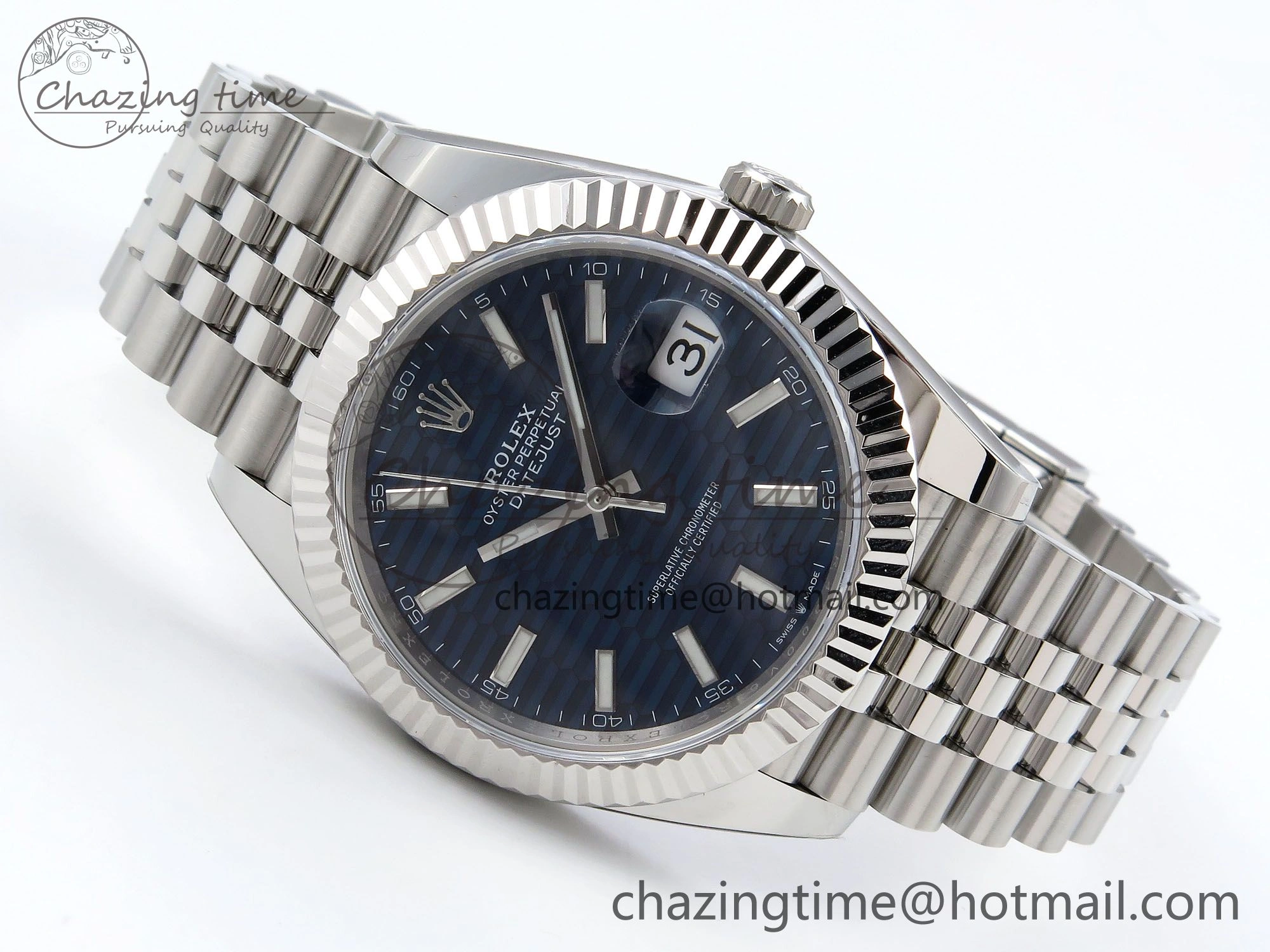Datejust 41mm 126234 904L Steel HGF 1:1 Best Edition Blue Textured Dial on SS Bracelet VR3235