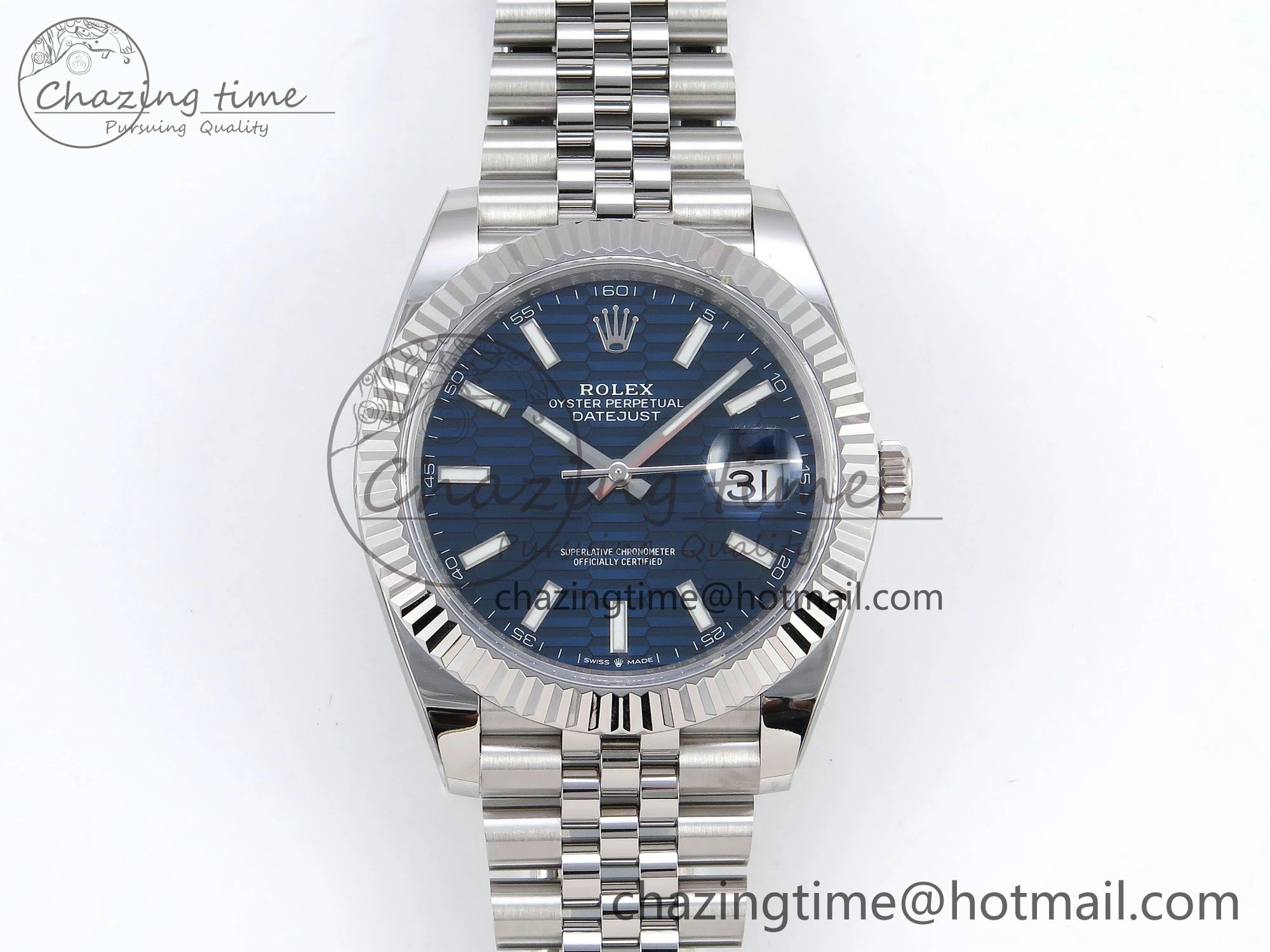 Datejust 41mm 126234 904L Steel HGF 1:1 Best Edition Blue Textured Dial on SS Bracelet VR3235