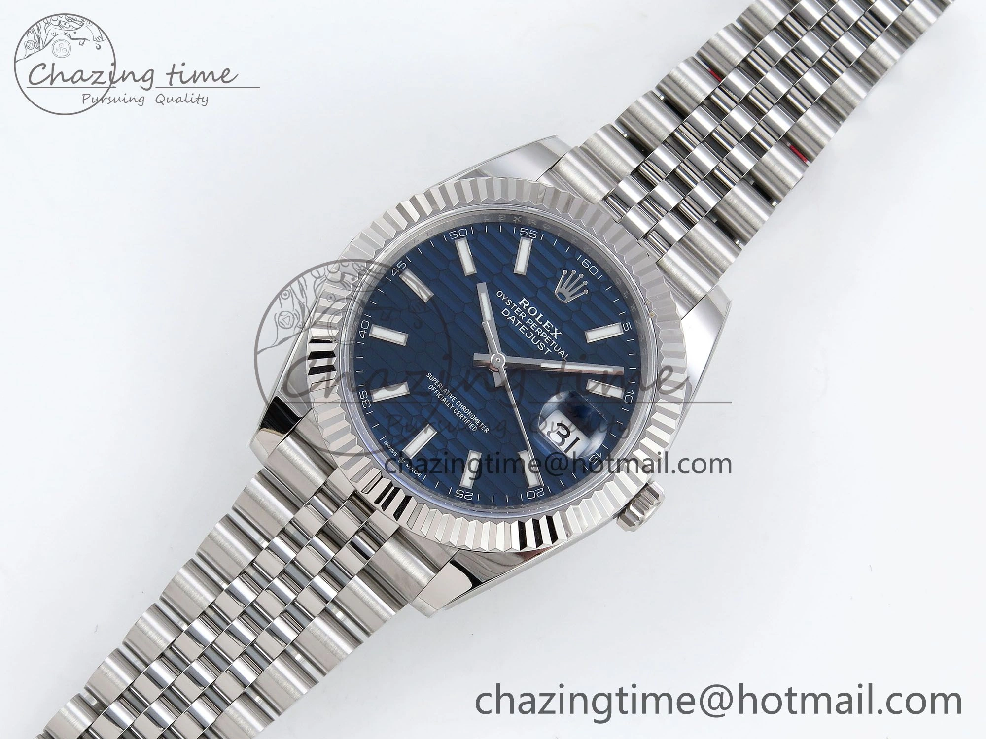 Datejust 41mm 126234 904L Steel HGF 1:1 Best Edition Blue Textured Dial on SS Bracelet VR3235