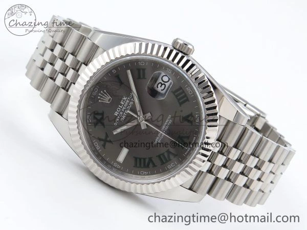 Datejust 41mm 126234 904L Steel HGF 1:1 Best Edition Gray Dial Green Roman on SS Bracelet VR3235