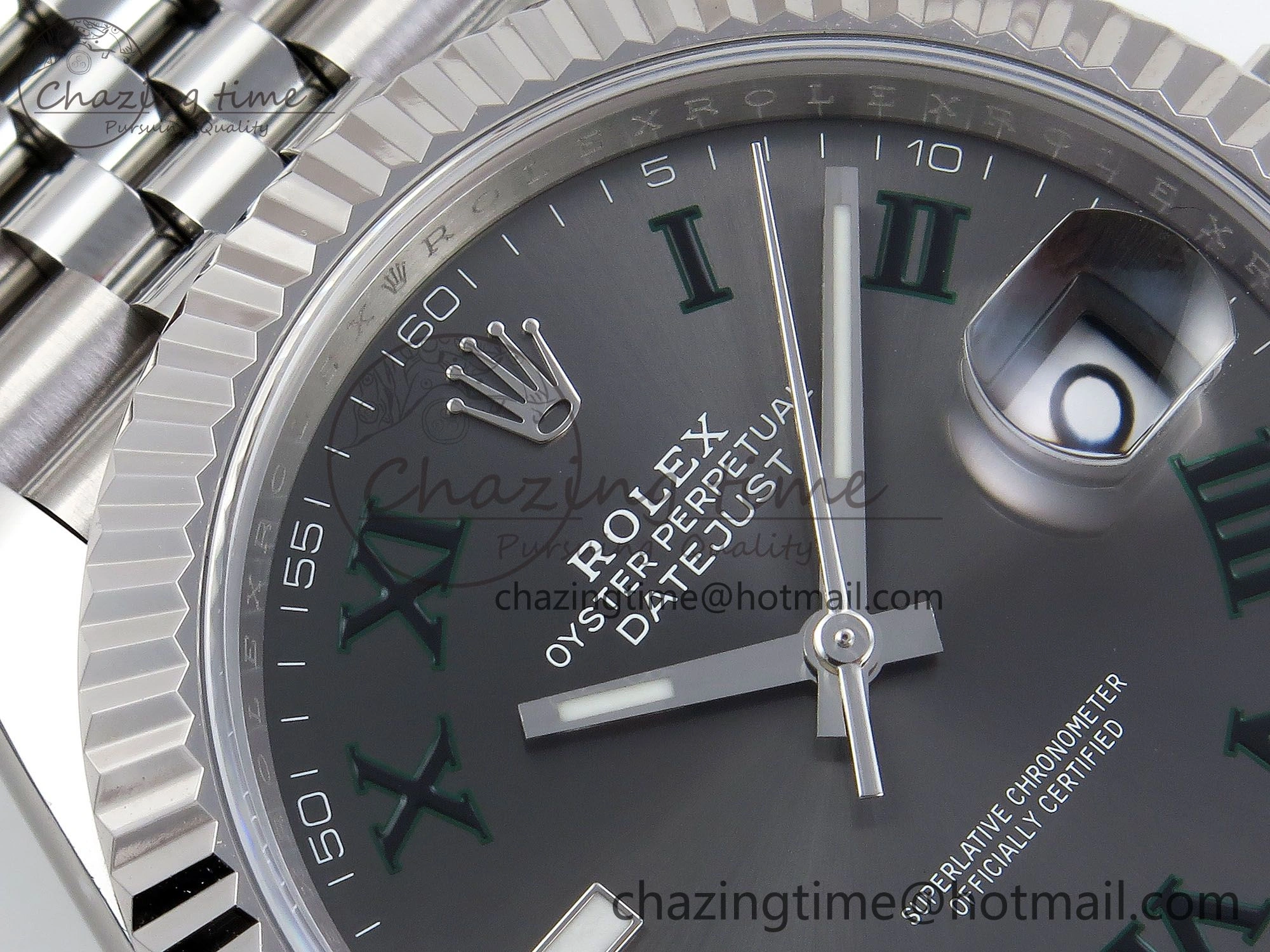 Datejust 41mm 126234 904L Steel HGF 1:1 Best Edition Gray Dial Green Roman on SS Bracelet VR3235