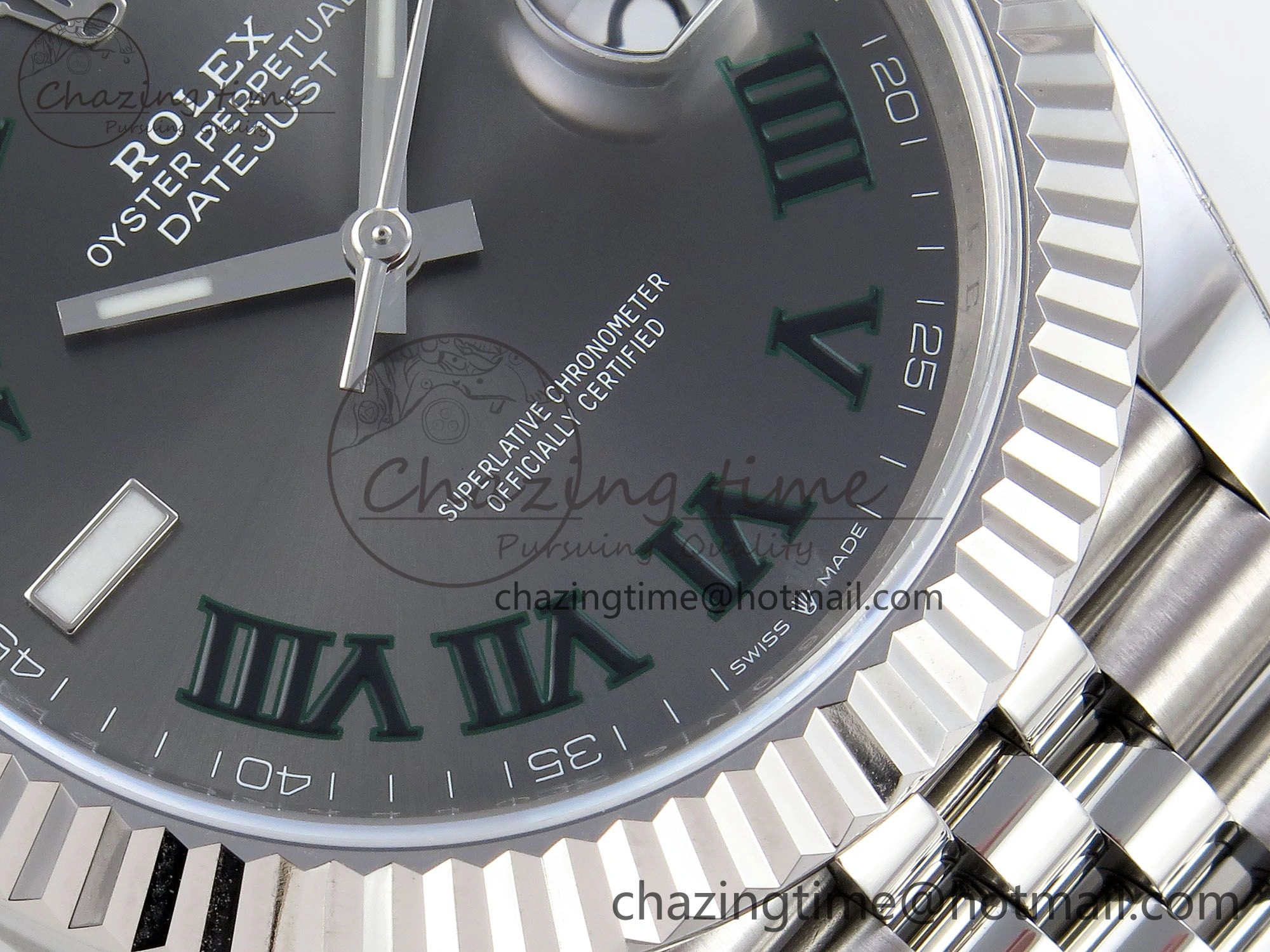 Datejust 41mm 126234 904L Steel HGF 1:1 Best Edition Gray Dial Green Roman on SS Bracelet VR3235