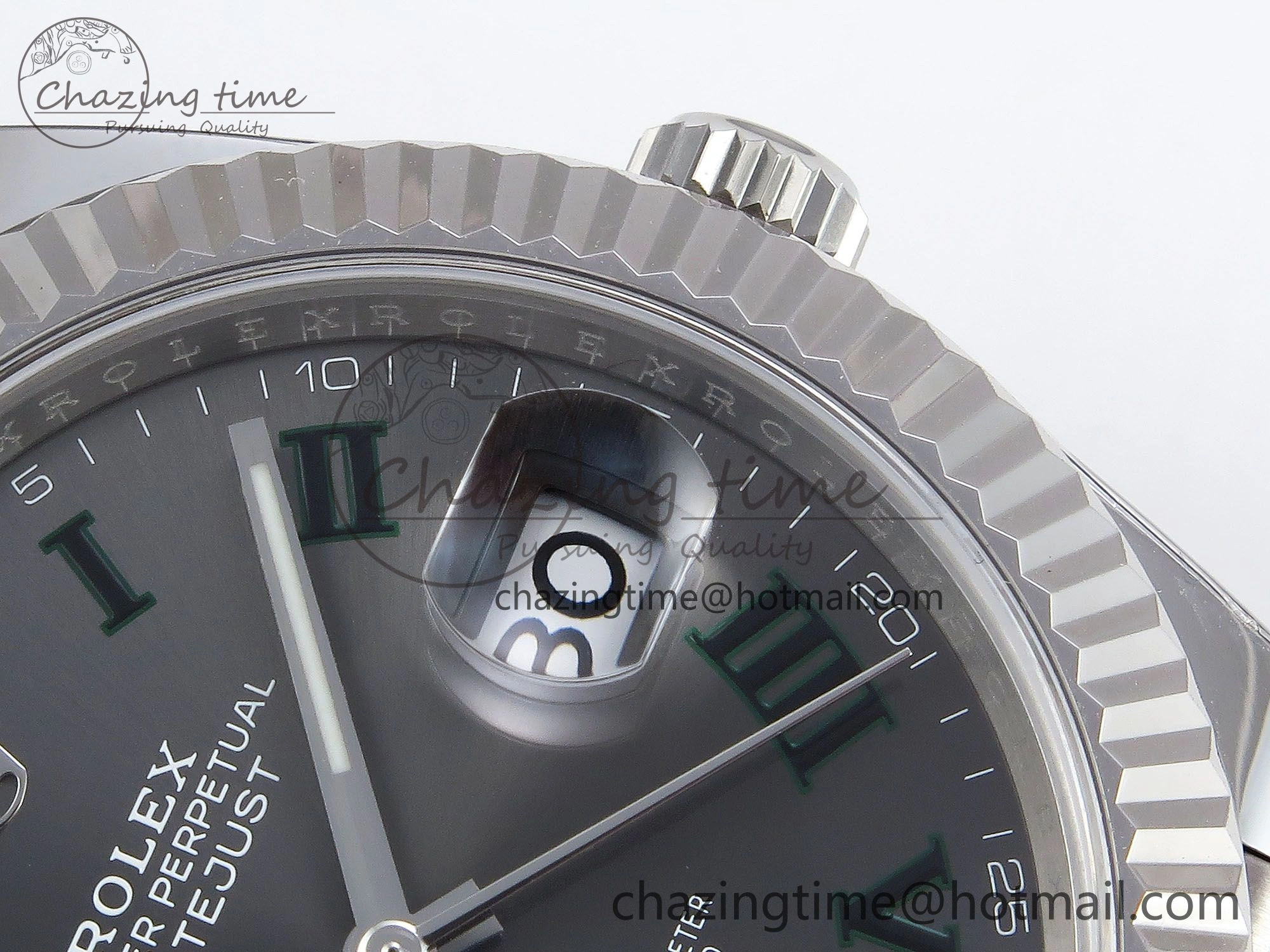Datejust 41mm 126234 904L Steel HGF 1:1 Best Edition Gray Dial Green Roman on SS Bracelet VR3235
