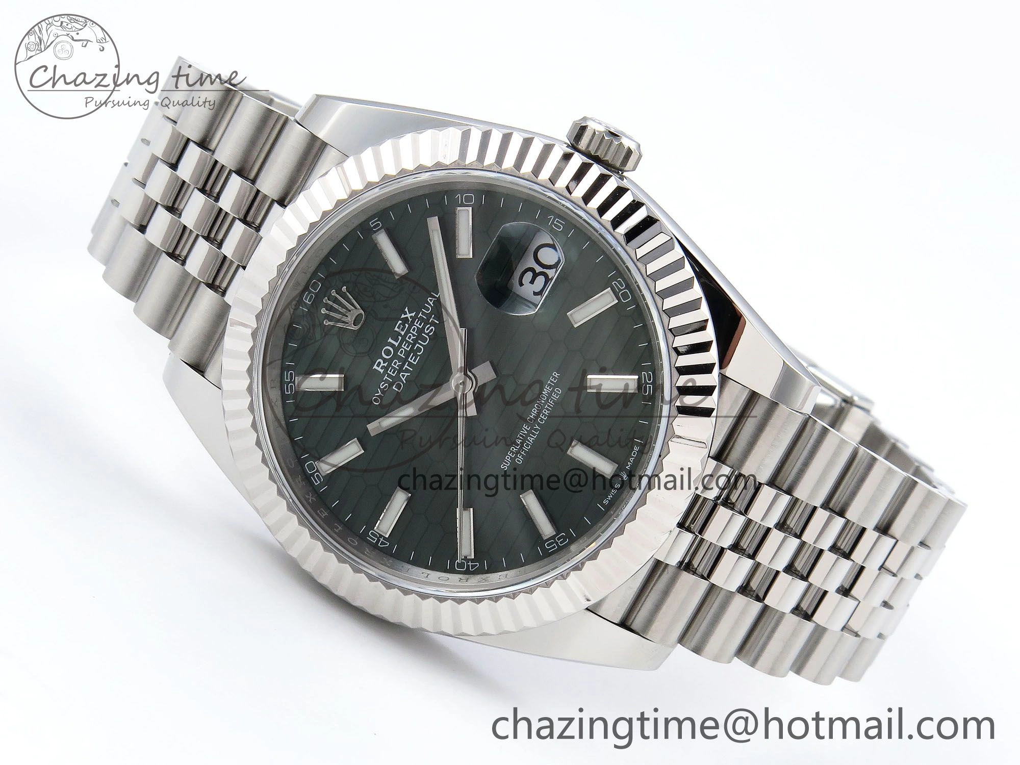 Datejust 41mm 126234 904L Steel HGF 1:1 Best Edition Green Textured Dial on SS Bracelet VR3235