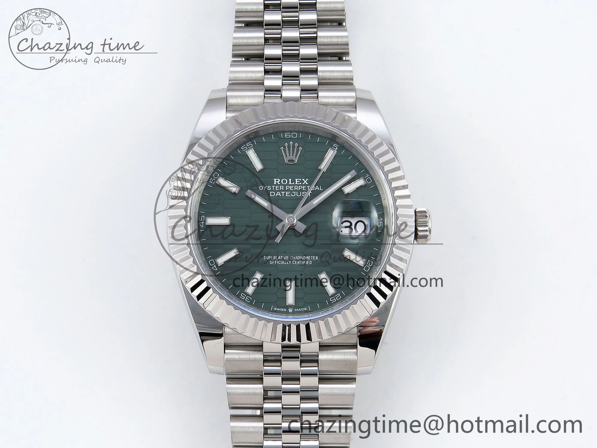 Datejust 41mm 126234 904L Steel HGF 1:1 Best Edition Green Textured Dial on SS Bracelet VR3235