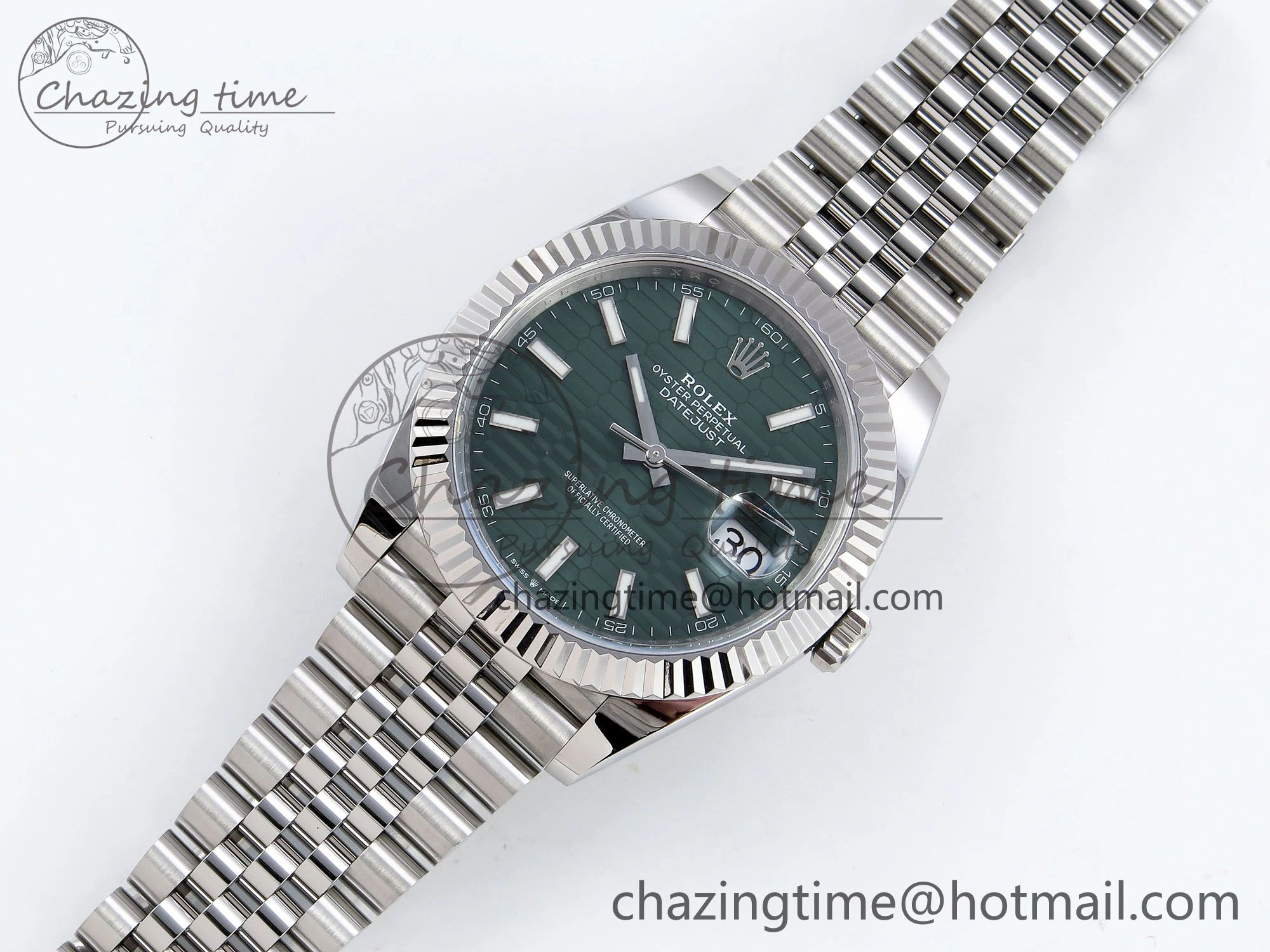 Datejust 41mm 126234 904L Steel HGF 1:1 Best Edition Green Textured Dial on SS Bracelet VR3235