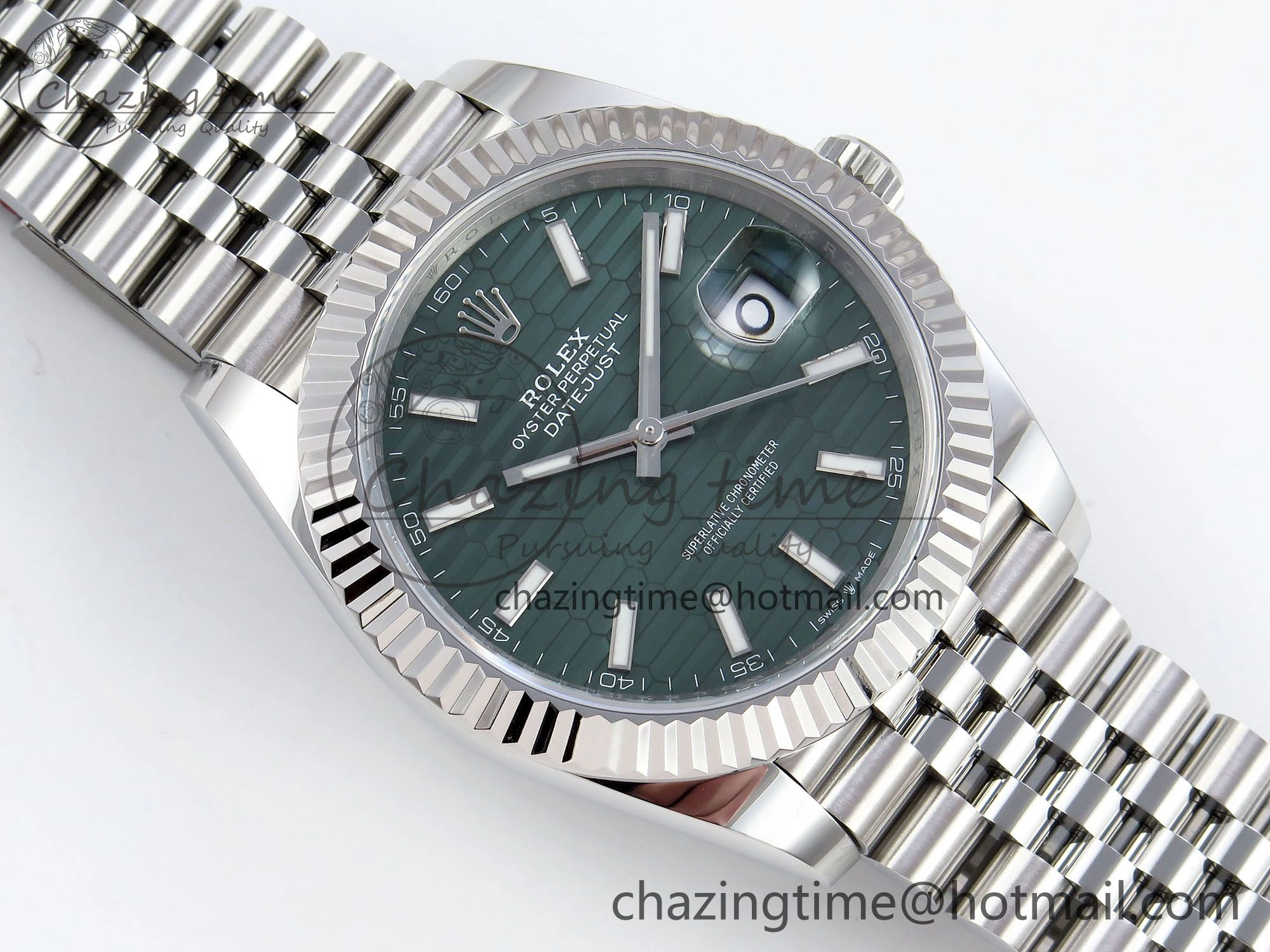 Datejust 41mm 126234 904L Steel HGF 1:1 Best Edition Green Textured Dial on SS Bracelet VR3235