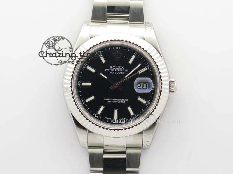 Datejust II 116334 SS 41mm Black Dial Sticks Markers On SS Bracelet A3136