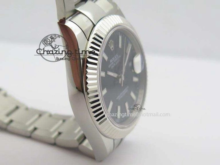 Datejust II 116334 SS 41mm Black Dial Sticks Markers On SS Bracelet A3136