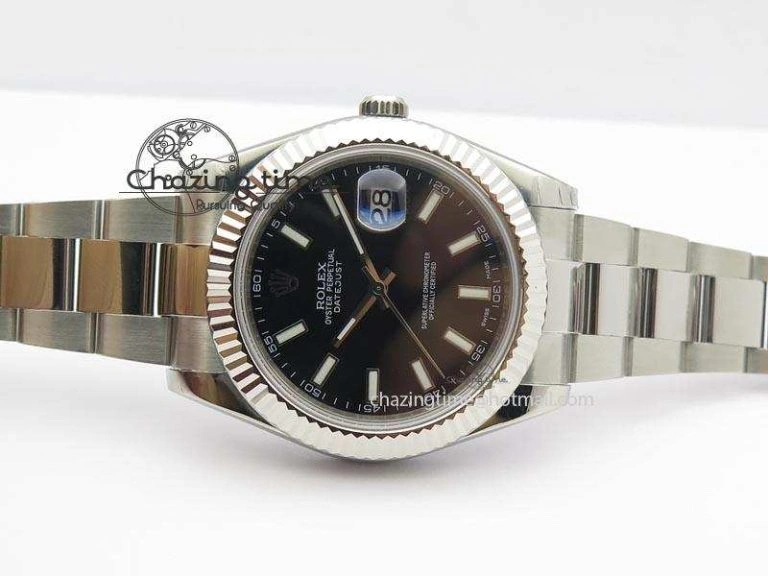 Datejust II 116334 SS 41mm Black Dial Sticks Markers On SS Bracelet A3136