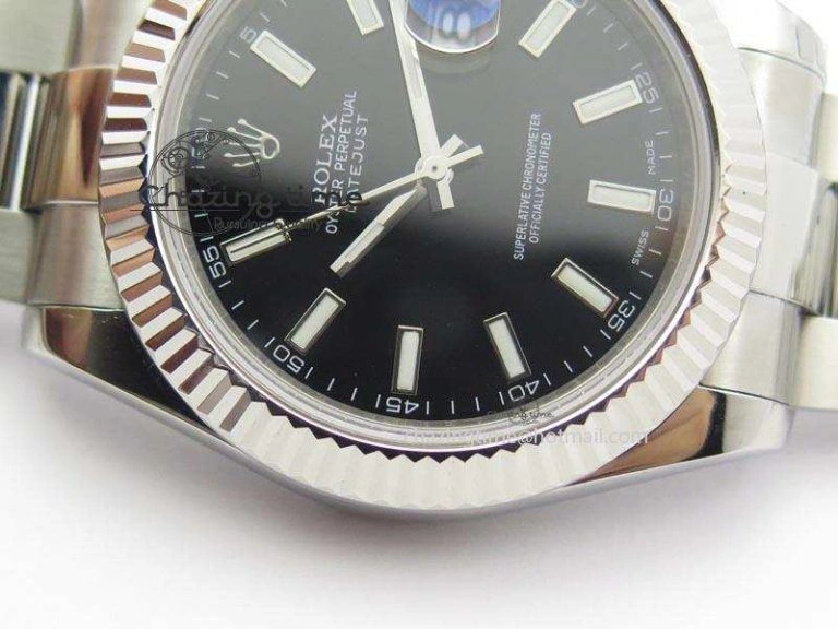 Datejust II 116334 SS 41mm Black Dial Sticks Markers On SS Bracelet A3136