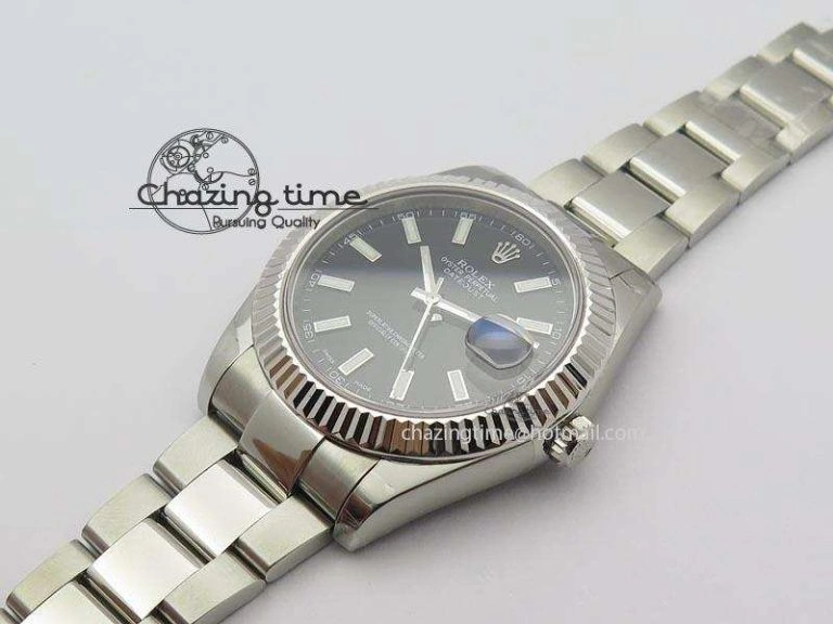 Datejust II 116334 SS 41mm Black Dial Sticks Markers On SS Bracelet A3136