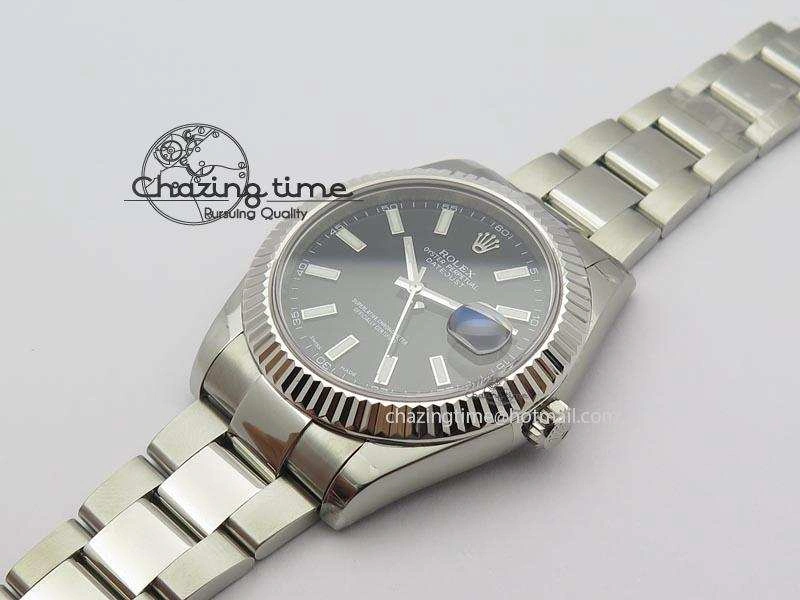 Datejust II 116334 SS 41mm Black Dial Sticks Markers On SS Bracelet A3136