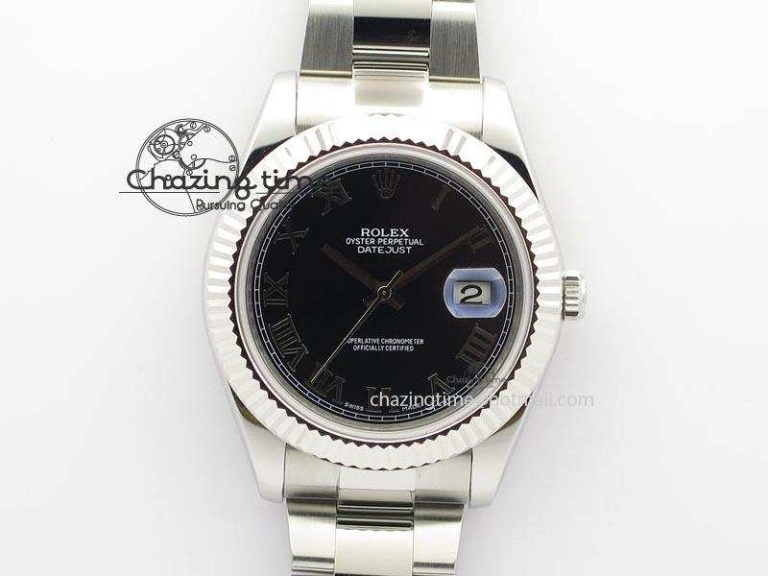Datejust II 116334 SS 41mm Black Roman Dial On SS Bracelet A3136