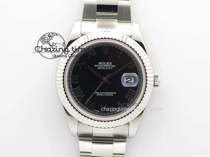 Datejust II 116334 SS 41mm Black Roman Dial On SS Bracelet A3136