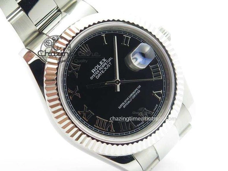 Datejust II 116334 SS 41mm Black Roman Dial On SS Bracelet A3136