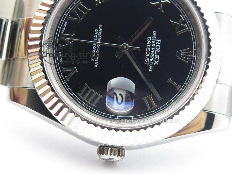Datejust II 116334 SS 41mm Black Roman Dial On SS Bracelet A3136
