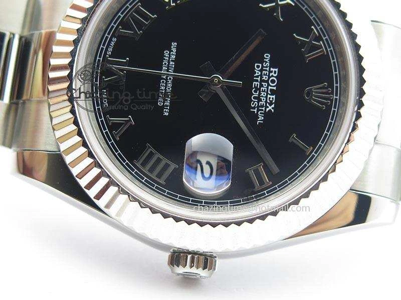 Datejust II 116334 SS 41mm Black Roman Dial On SS Bracelet A3136