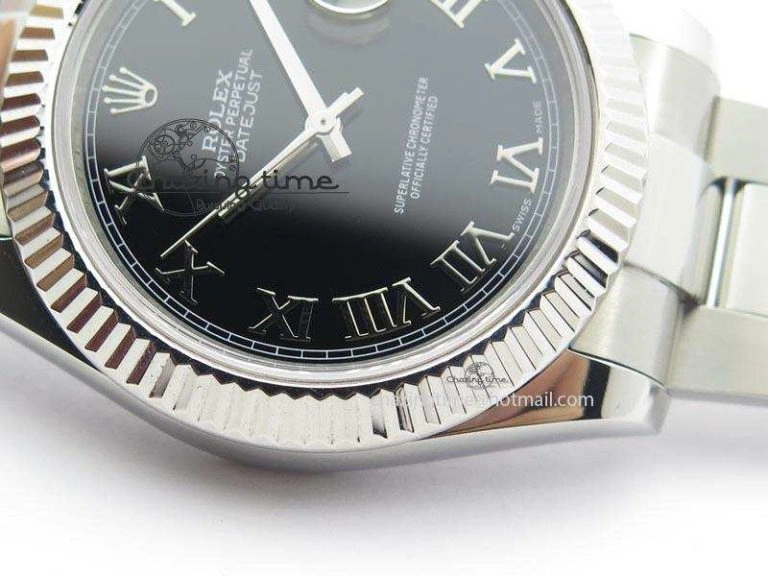 Datejust II 116334 SS 41mm Black Roman Dial On SS Bracelet A3136