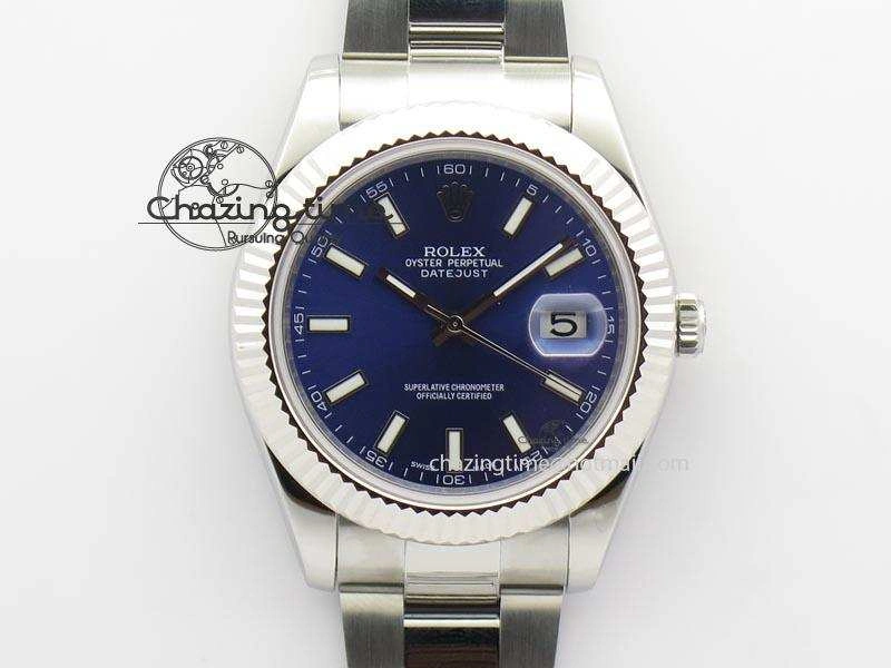 Datejust II 116334 SS 41mm Blue Dial Sticks Markers On SS Bracelet A3136