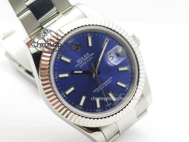 Datejust II 116334 SS 41mm Blue Dial Sticks Markers On SS Bracelet A3136