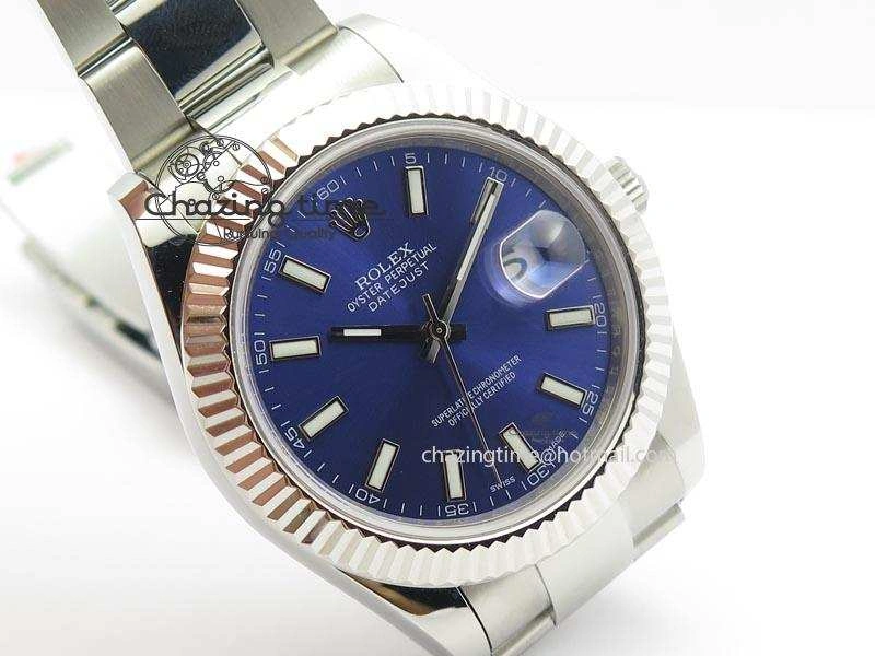 Datejust II 116334 SS 41mm Blue Dial Sticks Markers On SS Bracelet A3136