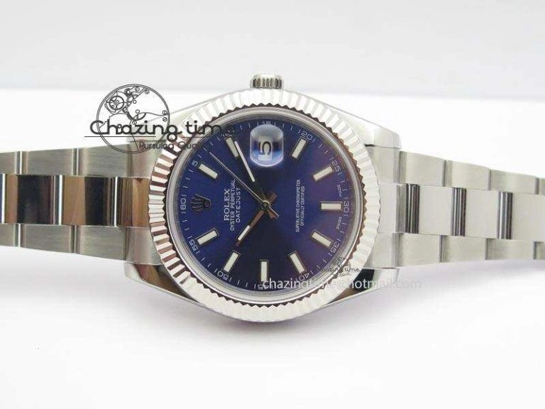 Datejust II 116334 SS 41mm Blue Dial Sticks Markers On SS Bracelet A3136
