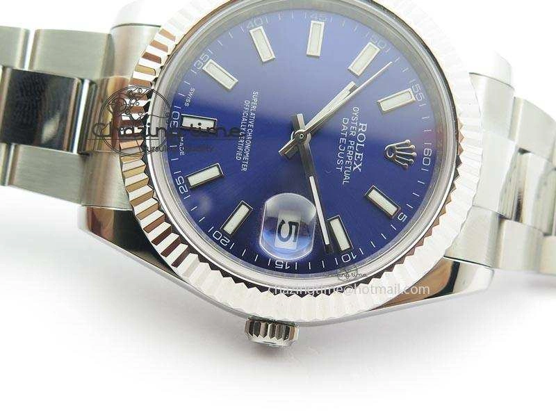 Datejust II 116334 SS 41mm Blue Dial Sticks Markers On SS Bracelet A3136