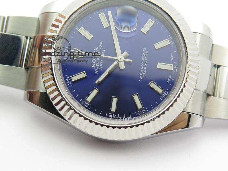 Datejust II 116334 SS 41mm Blue Dial Sticks Markers On SS Bracelet A3136
