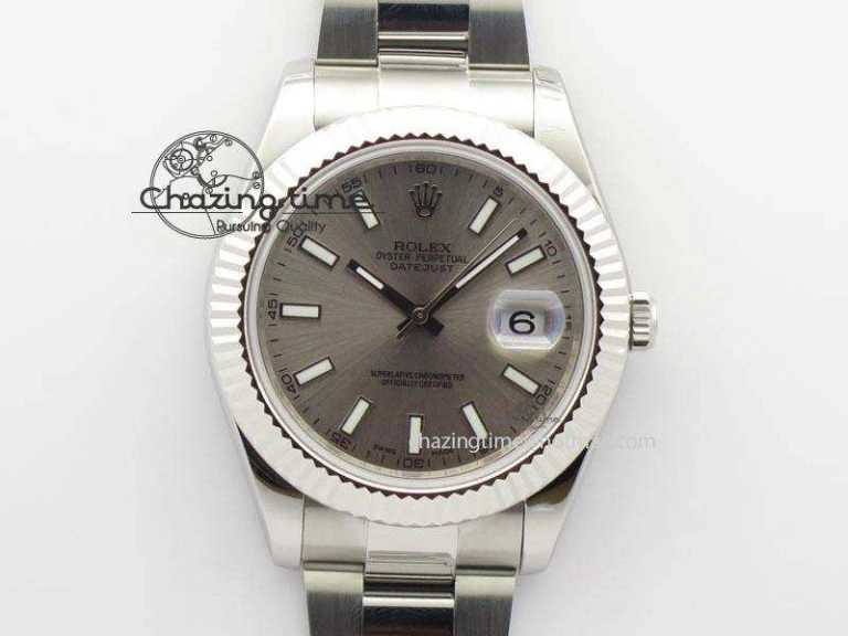 Datejust II 116334 SS 41mm Sliver Gray Dial Sticks Markers On SS Bracelet A3136