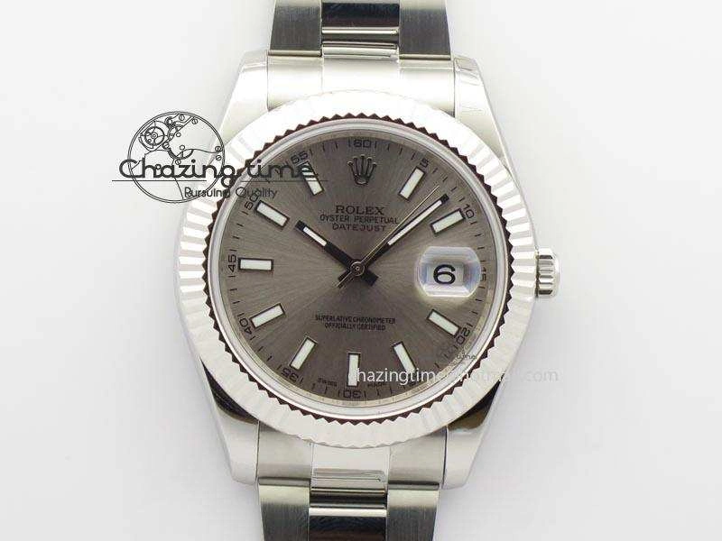 Datejust II 116334 SS 41mm Sliver Gray Dial Sticks Markers On SS Bracelet A3136