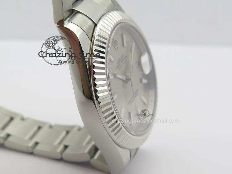 Datejust II 116334 SS 41mm Sliver Gray Dial Sticks Markers On SS Bracelet A3136