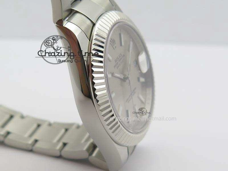 Datejust II 116334 SS 41mm Sliver Gray Dial Sticks Markers On SS Bracelet A3136