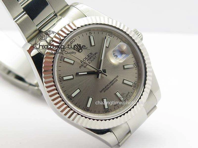 Datejust II 116334 SS 41mm Sliver Gray Dial Sticks Markers On SS Bracelet A3136