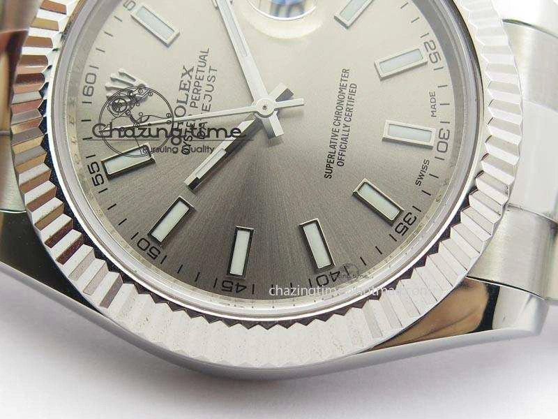 Datejust II 116334 SS 41mm Sliver Gray Dial Sticks Markers On SS Bracelet A3136