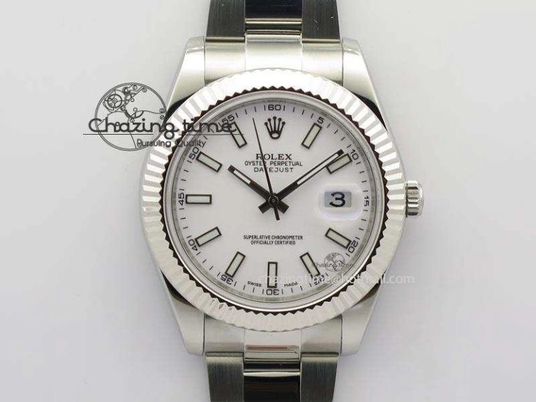 Datejust II 116334 SS 41mm White Dial Sticks Markers On SS Bracelet A3136