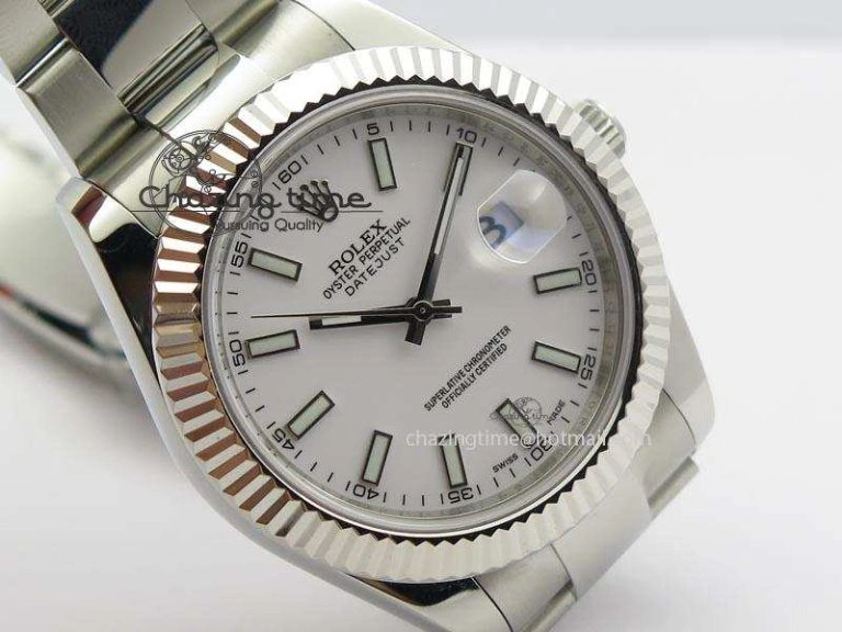 Datejust II 116334 SS 41mm White Dial Sticks Markers On SS Bracelet A3136