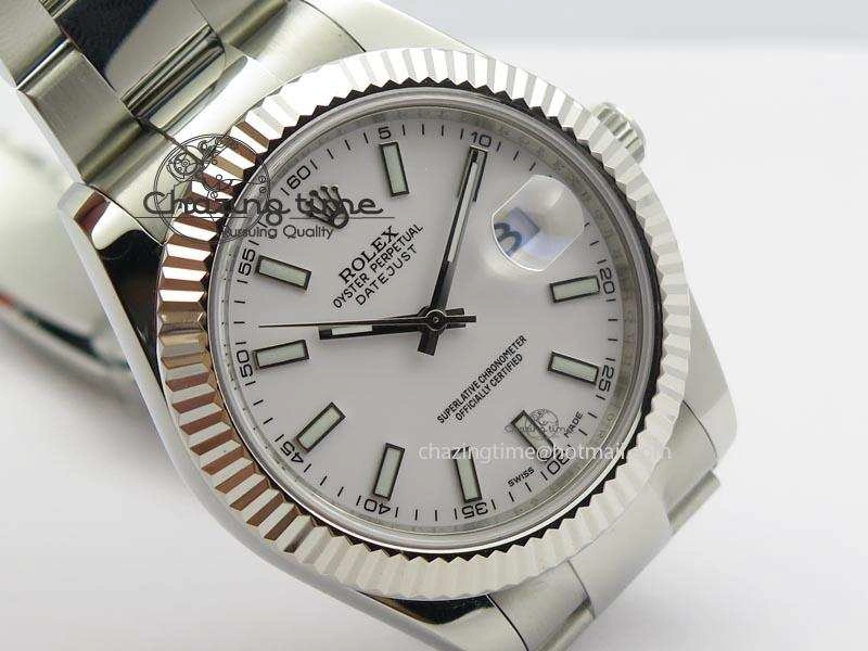 Datejust II 116334 SS 41mm White Dial Sticks Markers On SS Bracelet A3136