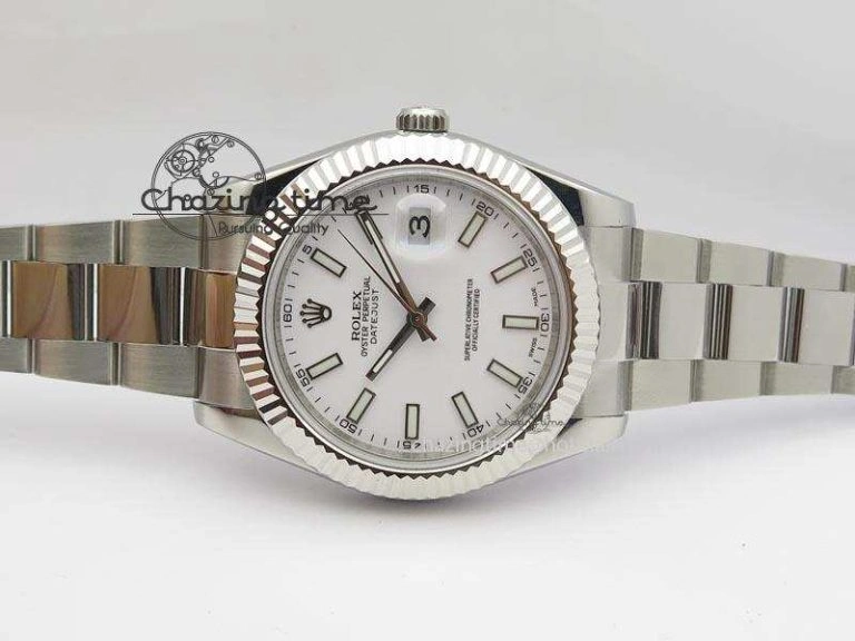 Datejust II 116334 SS 41mm White Dial Sticks Markers On SS Bracelet A3136